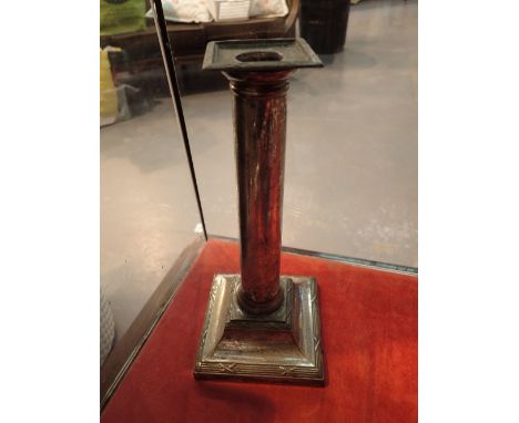 Antique silver plated pillar candlestick 