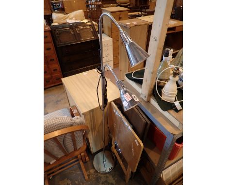 Twin adjustable lamp and a folding table  CONDITION REPORT: All electrical items in this lot have been PAT tested and have PA