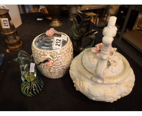 Wade ceramic biscuit barrel Murano fish Capodimonte teapot etc 