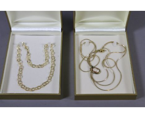 Two boxed QVC silver gilt Veronese necklaces, one with a cameo pendant.