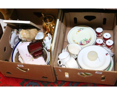 Two boxes of assorted ceramics including Wedgwood, Royal Worcester and Carltonware, etc.
