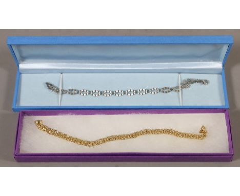 A QVC boxed Veronese silver gilt bracelet with magnetic clasp and another silver bracelet.