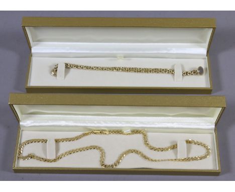 A QVC Veronese boxed silver gilt flat curb necklace and a bracelet with magnet clasps.