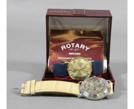 A boxed gentleman's Rotary manual wristwatch with centre seconds and date display along with a Claude Valentine quartz chrono