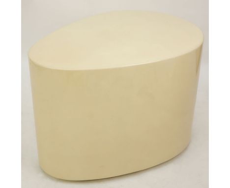 Karl Springer Style Retro Ovoid Resin Lacquer Side Table. Unsigned. Light surface scuffs. Measures 19-1/2" H x 28-1/4" L x 20