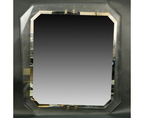 Mid-Century Lucite Mirror. Unsigned. Light scratches or in good condition. Measures 40" x 36". Shipping: Third party. (estima