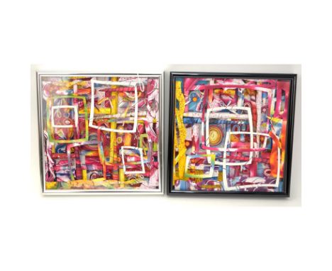 Paul Johnson, British (20th C) Two (2) Three-Dimensional Colored and Cut Paper Framed Works. Each unique and interesting. The