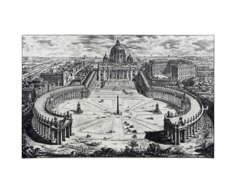 After: Giovanni Battista Piranesi, Italian (1720-1778) Etching "Veduta dell'insigne Basilica Vaticana…" Unsigned. Toning, sta