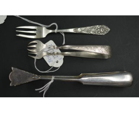 Pair Continental silver sugar nips engraved decoration, marked 'sterling/800,' (length 10cm; weight 18grams approx); together