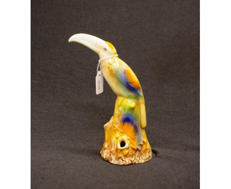 Kadis England ceramic toucan figure centrepiece figure, marked to base, (height 19cm approx).