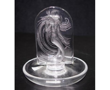 Lalique "Naiade" nude mermaid ring dish etched to base, height 10cm approx