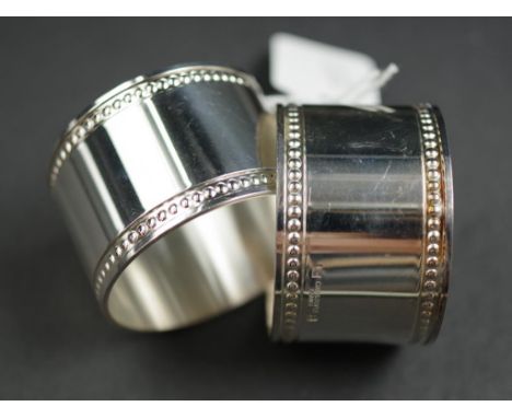 Pair Christofle Paris silver plate napkin rings each napkin ring WITHOUT monogram.