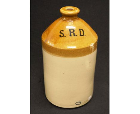 Antique stoneware demijohn bottle marked S. R. D. (Supply Reserve Depot), 17.5cm diameter, 32.5cm high approx