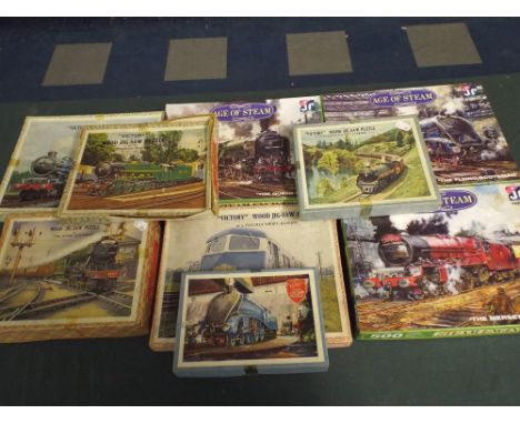 A Collection of Six Victory Railway Engine Jigsaw Puzzles and Three JR Puzzle Railway Jigsaws. 