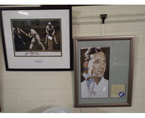 Two Framed Cricket Prints Geoff Boycott and Len Hutton.