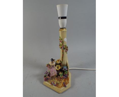 A Figural Table Lamp with Royal Coalport Sticker to Base (AF)