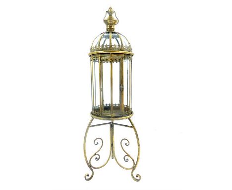 Italian style garden candle lantern, scroll stand, 109cm h