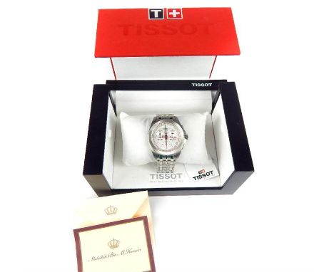 A Tissot 1853 stainless steel watch, presented by King Abdullah Bin Al Hussein of Jordan to the vendor, quartz movement, on a