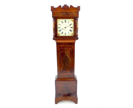 19thC longcase clock by Joshua Crundwell of Hadlow, 12" painted face with Roman numerals & strawberry decoration,30 hour chai