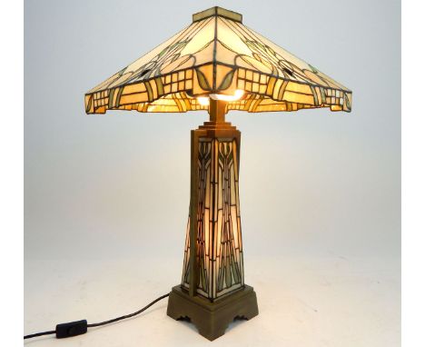 A contemporary Tiffany style leaded stained glass table lamp, 67cm high.