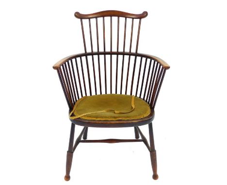 Spindleback bow elbowchair in the style of William Morris, c.1900, beech, turned legs & stretcher