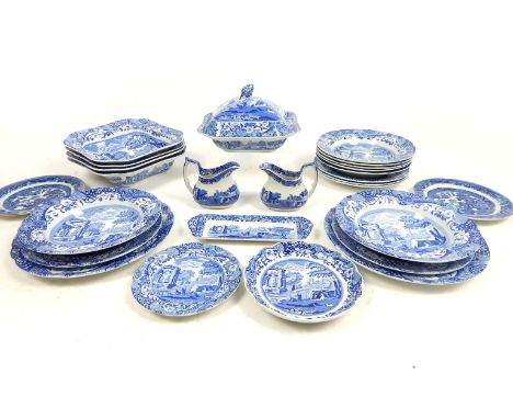 Twenty - six pieces of Spode Italian blue and white porcelain dinnerwares, to include plates, tureens, jugs etc