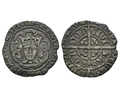 1480-1483 AD. Second reign, type XXI. Obv: facing bust within tressure with EDWARD DEI GRA REX ANGL Z FRA legend and 'cinquef