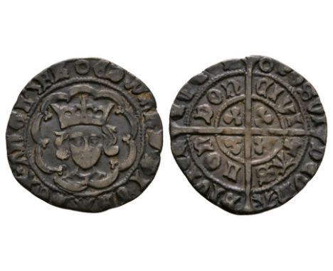 1472-1473 AD. Second reign, type XIV. Obv: facing bust within tressure with EDWARD DEI GRA REX ANGL Z FR legend and 'annulet'