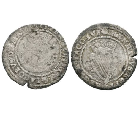 1605-1606 AD. Second coinage. Obv: profile bust with IACOBVS MAG BRI FRA ET HIB REX legend and 'rose' mintmark. Rev: crowned 