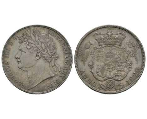 Dated 1820 AD. Laureate head. Obv: profile bust with GEORGIUS IIII D G BRITANNIAR REX F D legend. Rev: crown arms with emblem