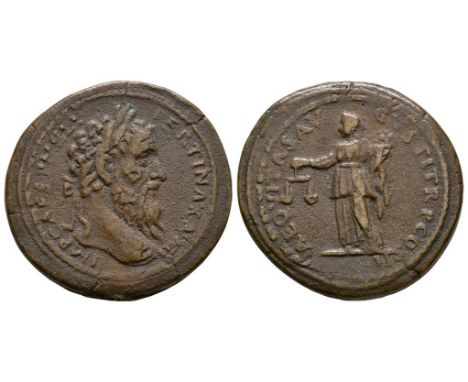 20th century AD. A cast copy of: Obv: IMP CAES HELV PERTINAX AVG, laureate head right. Rev: AEQVITAS AVGVSTI TR P COS II, Aeq