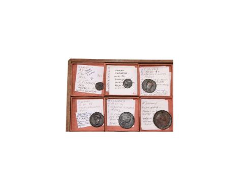 1st century AD. Group comprising: sestertius (edges hammered for use as a weight or counter); ases (3; Minerva (2), Ceres); q