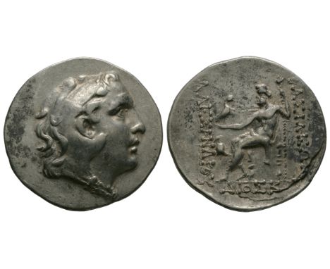 250-175 BC. Mesembria mint. Obv: head of Herakles right, wearing lionskin headdress. Rev: BASILEWS ALEXANDROY legend with Zeu