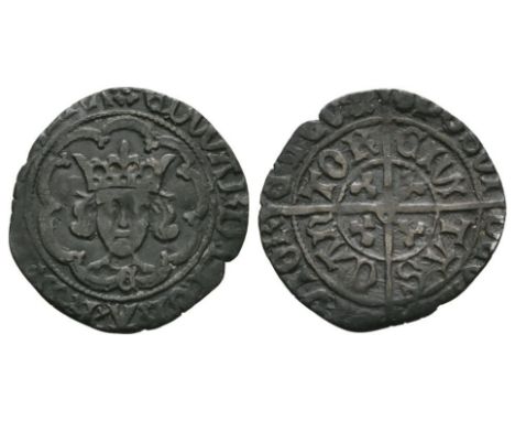 1477-1480 AD. Second reign, type XVIII. Obv: facing bust with C on breast within tressure with EDWARD DEI GRA REX ANGL Z FRA 