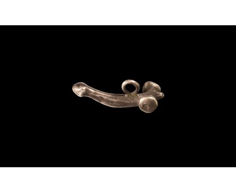1st century BC-1st century AD. A silver pendant of a phallus with loop above. Cf. Rolland, H. Bronzes Antiques de Haute Prove