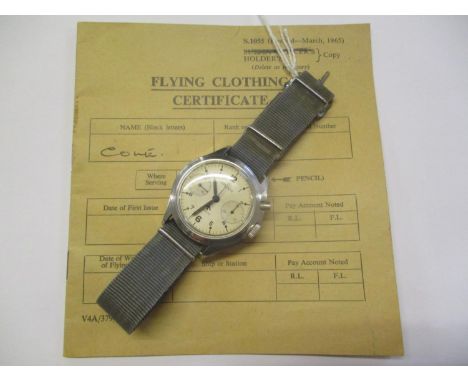 Military Interest - Royal Naval issue Lemania, single button chronograph, circa 1960. The matt silvered dial with subsidiary 