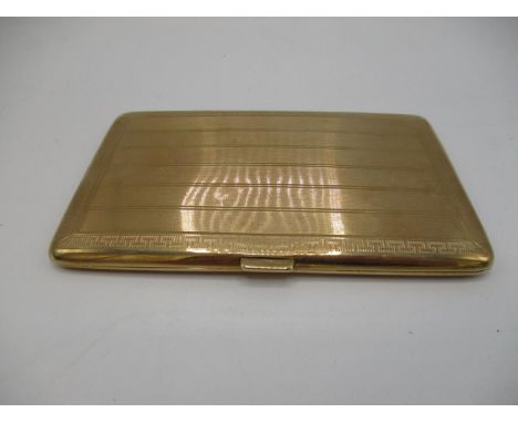An early 20th century 9ct gold cigarette case, Birmingham by Horace Woodford and Co Ltd, established 1893, with engine turned