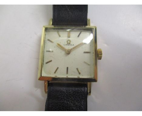 A 1960s Omega 18ct gold ladies manual wind wristwatch. The case numbered 1053961, fitted with a calibre 620 movement and on a