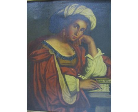 19th century Italian School - after Giovanni Francesco Barbier - 'Sibilla Percica', a half length portrait, oil on canvas, 20