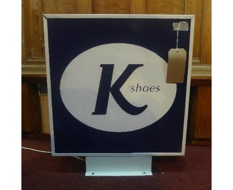 A Clarks and K Shoes back lit advertising sign, H.58  W.51 D.12cm 