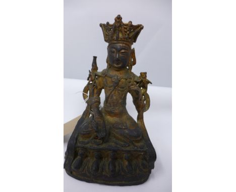 A Chinese bronze Buddha, H.30cm 