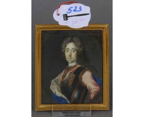 Martin van Meytens (1695-1770). Porträt von Prinz Eugen von Savoyen-Carignan. Elfenbeinplatte, bunt in Puderfarben bemalt, un