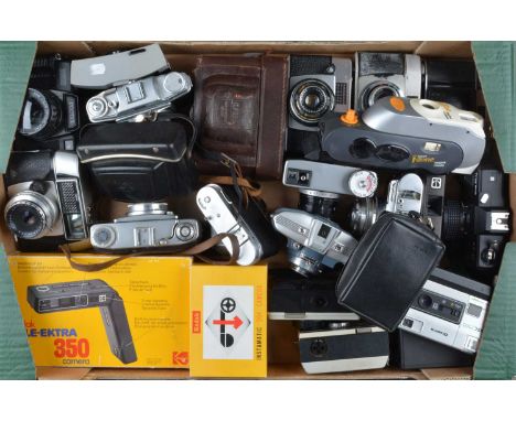 A Tray of Viewfinder Cameras, including a Bilora Bella, Kodak Retina IB, Agfa Silette, Ilford Sportsman, other viewfinder cam