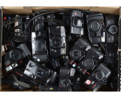 A Tray of Compact Cameras, manufacturers including Olympus, Chinon, Canon, Ricoh, Minolta and other examples, all untested, A