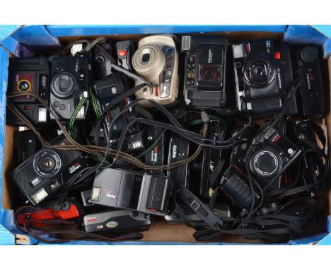 A Tray of Compact Cameras, manufacturers including Hanimex, Halina, Minolta, Kodak, Fujifilm and other examples, all untested