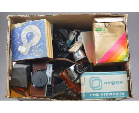 A Box of Camera Related Items, including a Corfield Retro Lumax 35mm f/3.5 lens, P, Trinol 105mm f/3.5 Anastigmat lens, P, a 
