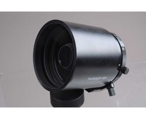 A Tamron SP 500mm f/8 reflex Lens,  barrel G, elements G-VG, with Leica R mount Adaptall 2, rear filter set, in worn case