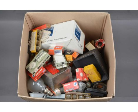 Two Boxes of Camera Related Items, including a Mamiya rotating grip, six 5x4 MPP film holders, two enamel developing trays, N