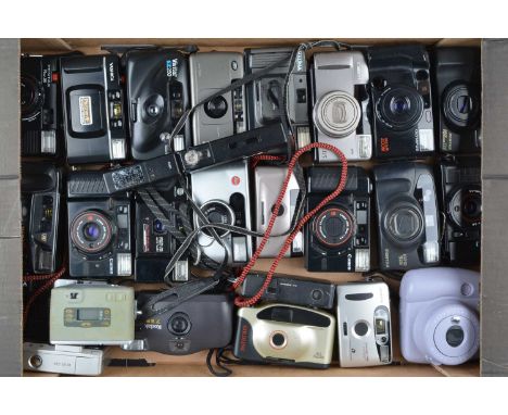 A Tray of Compact Cameras, manufacturers including Canon, Vivitar, Pentax, Minolta and other examples, all untested, AF