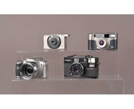 A Group of Compact Cameras, a Minolta Hi-Matic AF-D, shutter working, flash working, date light working, light sensor working